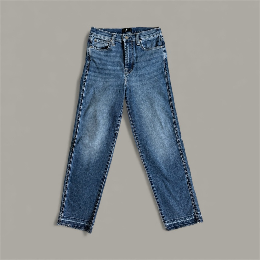 7 For All Mankind High Waist Cropped Straight Jeans